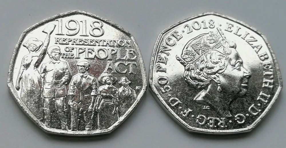 UK Great British 50 Pence Commemorative Coins 2018 People Representative Act Edition Europe 100% Original Coin New | Дом и сад
