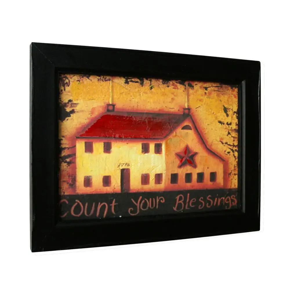 Деревенская античная Ручная роспись Настенная картина с рамкой готовая к