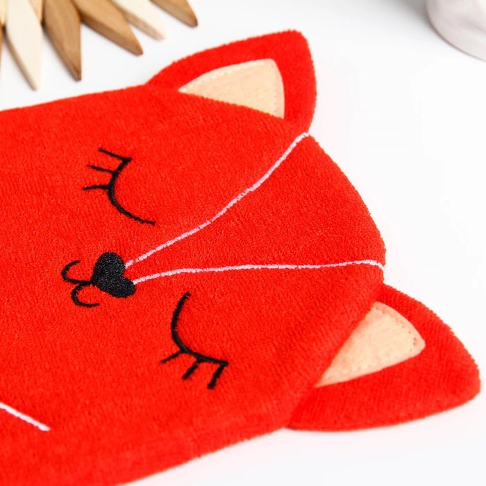 Мочалка детская для купания Лисичка варежка из махры | Мать и ребенок