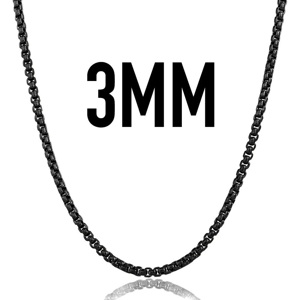 3mm Black Ожерелье Davieslee для женщин и мужчин, нержавеющая сталь, розовое золото, цветная цепочка, Женское Ожерелье 18-28 дюймов, DKN555 - Окраска металла: 3mm Black