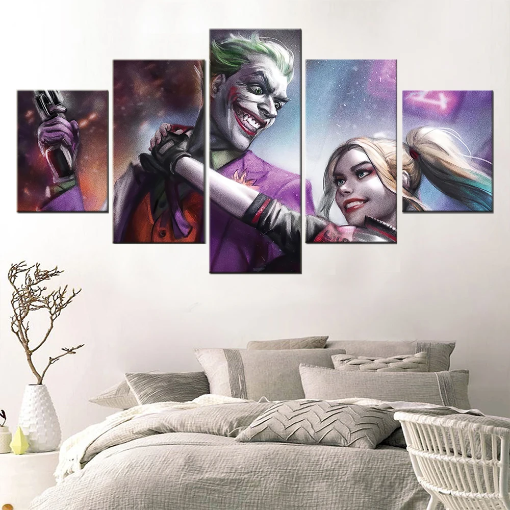 5 шт. Настенная картина из аниме Джокер и Харли | Дом сад