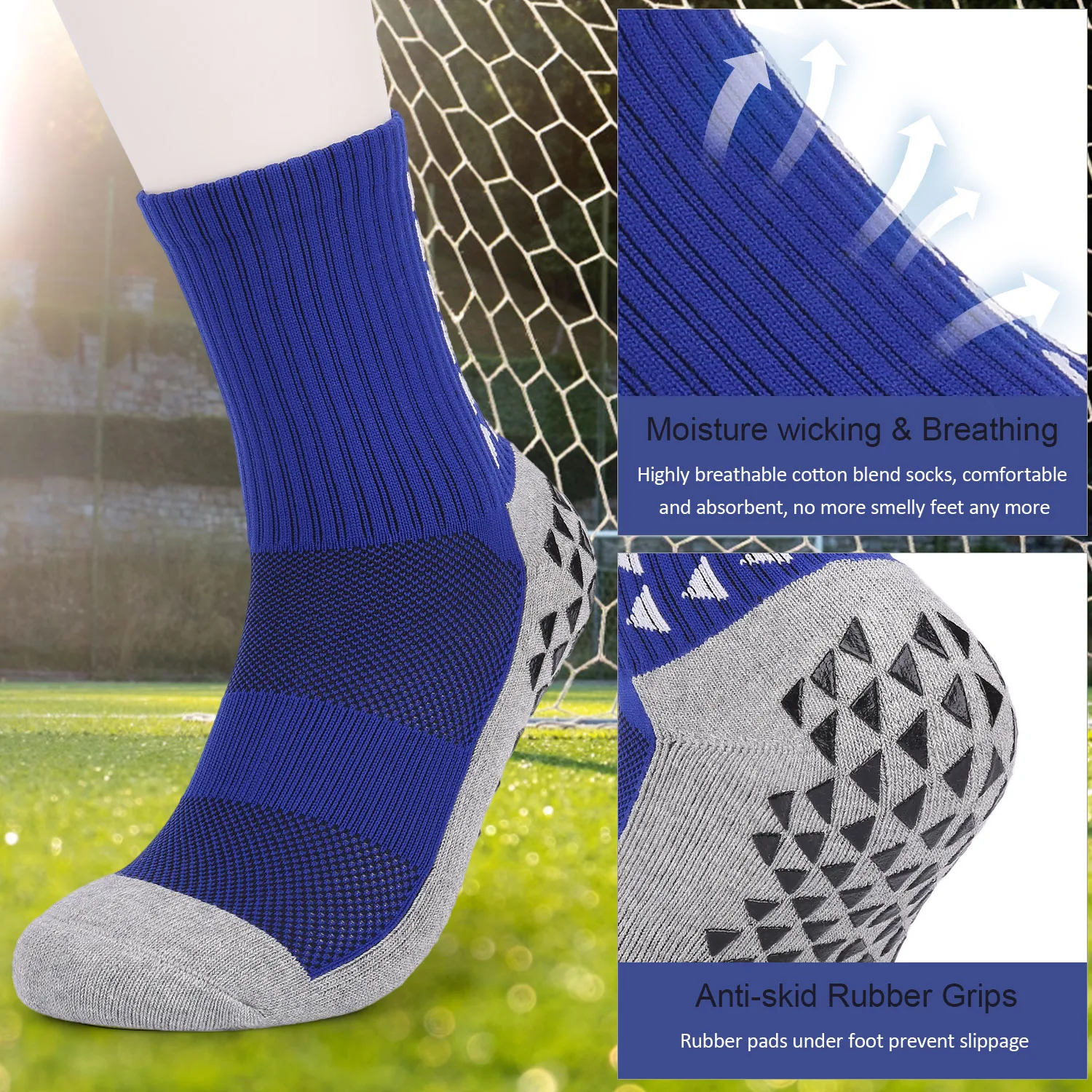 Мужские Нескользящие футбольные носки спортивные длинные абсорбирующие для