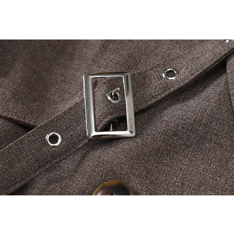 

Coffee Color Korean Blazer Coat Women Oversized Streetwear Spliced Design Notched Collar Solid Jacket Vintage Leisure Outerwear