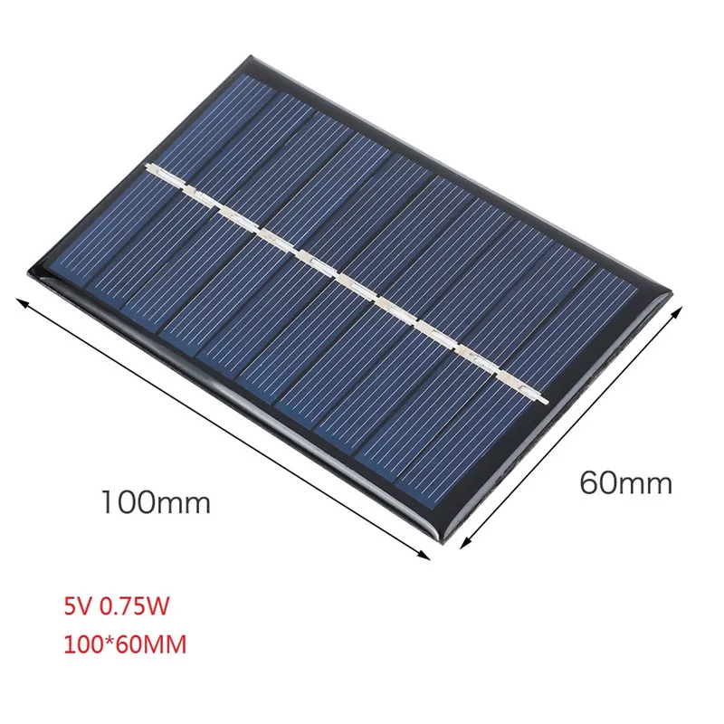 MVPower мини солнечная панель 6 в 1 Вт Солнечная система DIY батарея Зарядные устройства для сотового телефона Портативные 10*60*2,5 мм солнечная батарея - Цвет: 0.75W 5V