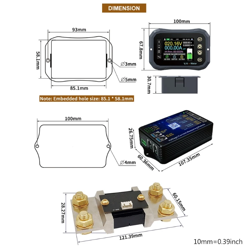 Battery Coulometer 120V 600A Coulomb Meter With OVP/OTP/LVP/OPP/OCP/NCP Voltage Current Power Tester Temp Dsiplay | Инструменты