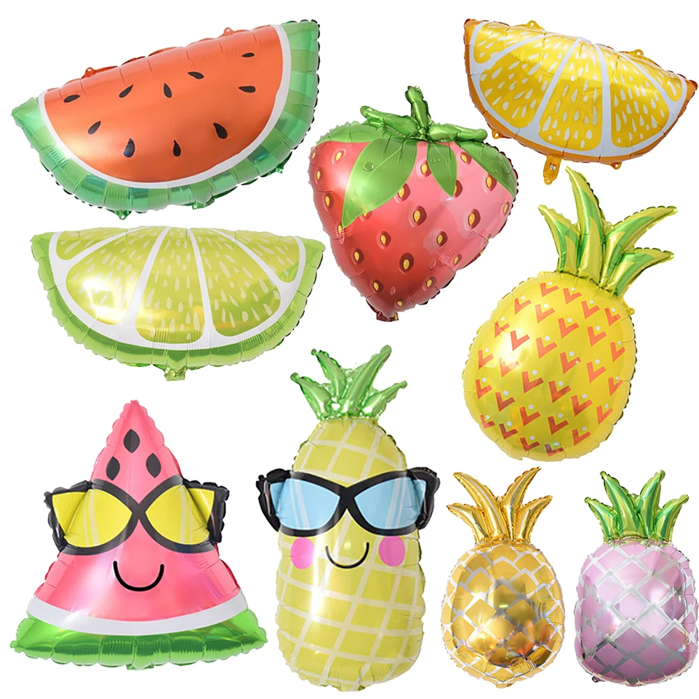 

Summer Fruits DIY Foil Balloons Hawaiian Pineapple Balon Tropical Watermelon Baloon Hawaii Happy Birthday Party Decor Kids Lemon