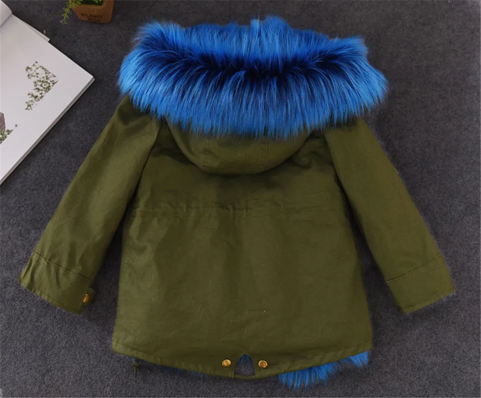 Зимнее пальто для девочек; утепленная куртка с лисьим мехом; съемная подкладка; детская верхняя одежда; теплое пальто для маленьких девочек; парка