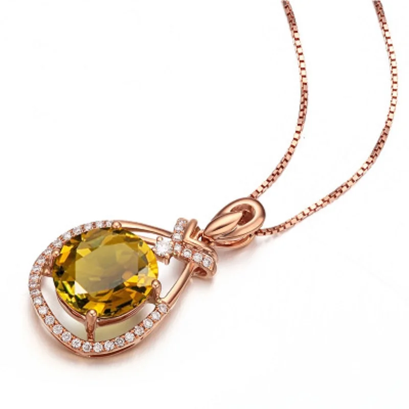 

Elegant Rose Gold Color Yellow Crystal Pendant for Women Temperament Zircon Water Drop Shape Pendant Weddings Jewelry Gifts