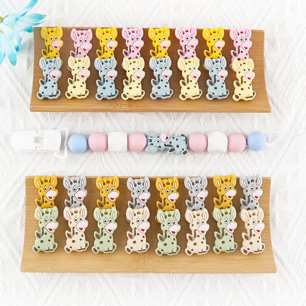 

Sunrony 10pcs Cute Animal Giraffe Silicone Beads Free BPA Baby Teething Beads DIY Toy For Pacifier Clip Children Teether