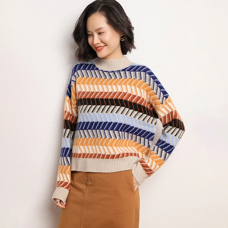 

O-neck Knitting Jumper Women Autumn Winter Sweater Female Thickening Women's Warm Sweater Long Sleeve Sweater 100% Cashmere