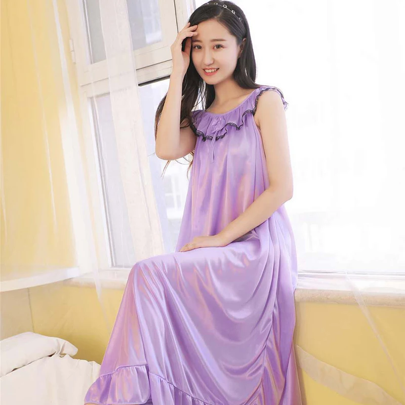 

Women Sexy Lingerie Sleeveless Sling Bathrobes Femme Nightie Gown Robe Wedding Sleepwear Nightdress Bride Homewear Large Size