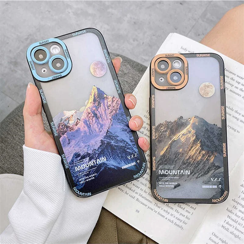 

For iPhone 13 Pro Max Case Vintage Snow Mountain Landscape Phone Case For iPhone 12 11 Pro Max X XR XS Max 7 8 Plus Back Cover