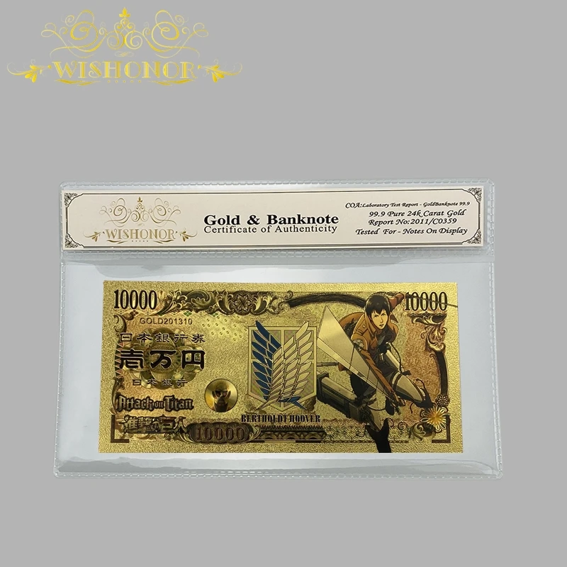 2021 цветов японское аниме банкнота атака на Титанов Банкнота в 24-каратном золоте с