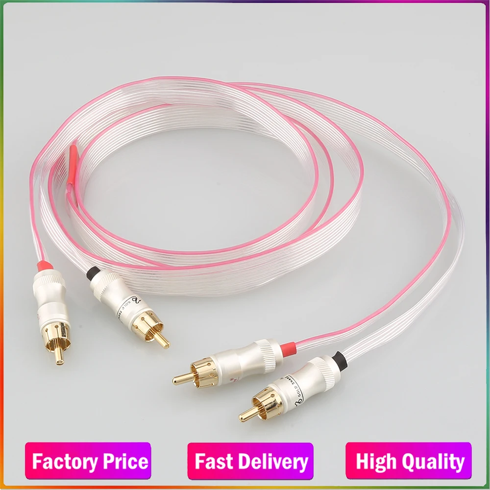 

Audiocrast white Heven OCC silver plated Flat signal cable with Gold Plated RCA interconnect cable for Nordost