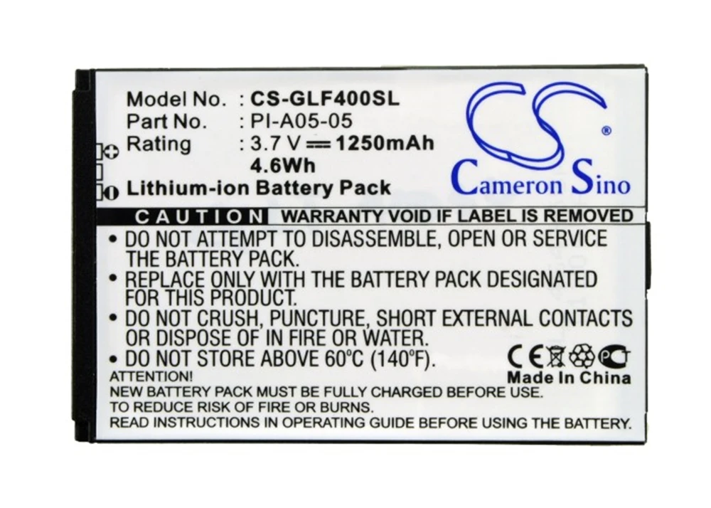 

Cameron Sino 1250mA Battery LI-A02-04,LI-A05-05,LI-A1-01,PI-A05-05 for Golf Buddy Buddy World,DSC-GB400,World Color