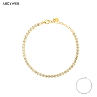 andywen new 925 sterling silver gold zircon charm chain bracelet women crystal white cz soft luxury jewelry 2021 choker wedding