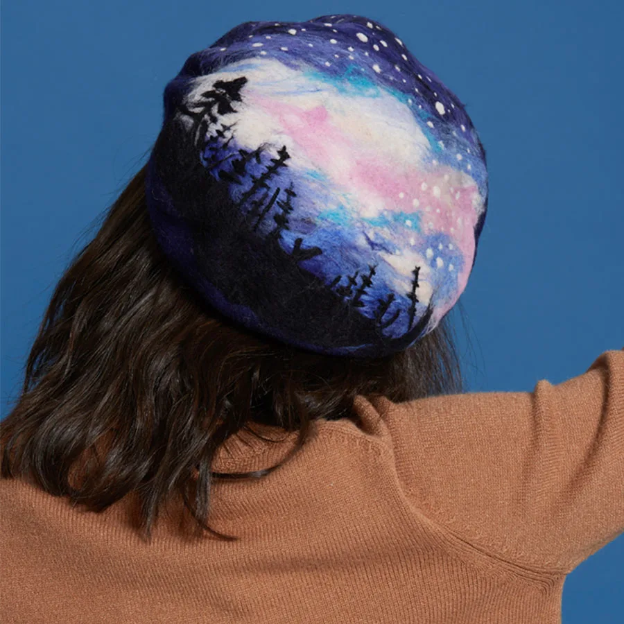 Ручной работы на заказ Шерсть фетр женский берет ручной художника шляпа