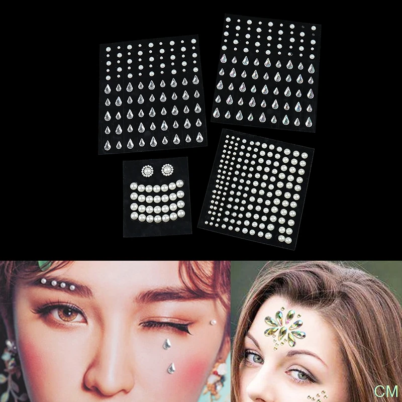 

1 Sheet 3D Round Pearl Stickers Eye Face Sticker Accessories Silica Pearl Stickers DIY
