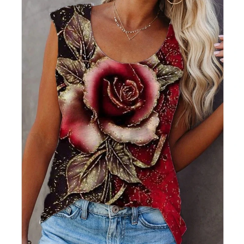 

Lugentolo Flowers Woman Tshirts Summer Fashion Short Sleeve V-neck Plus Size Loose Graphic Tee Womens Streewear
