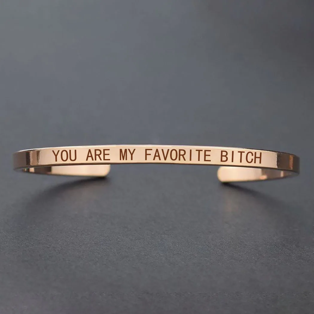 Rose Gold Простой Выгравированные буквы Браслет-манжета "Я люблю вас три тысячи раз" браслет для пары подарки - Окраска металла: Rose Gold