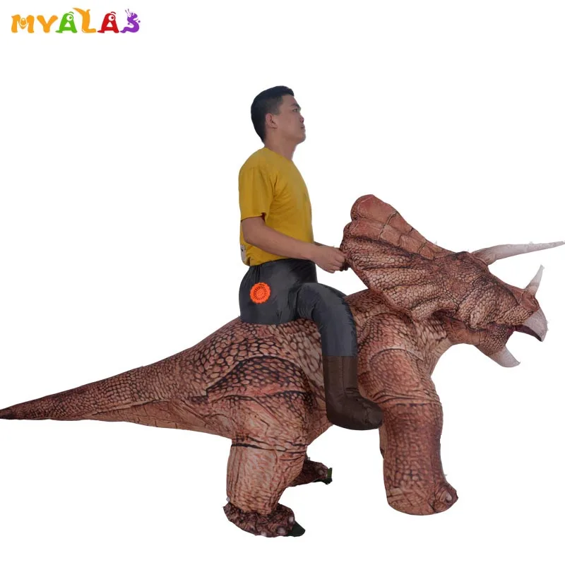 Надувной наряд Трицератопс для езды на Хэллоуин костюмы динозавров взрослых и