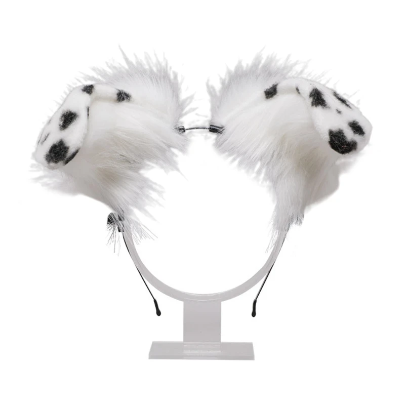 

Women Furry Animal Spot Dog Ears Headdress Plush Handmade Headband Anime for Halloween Christmas Cosplay Accessories