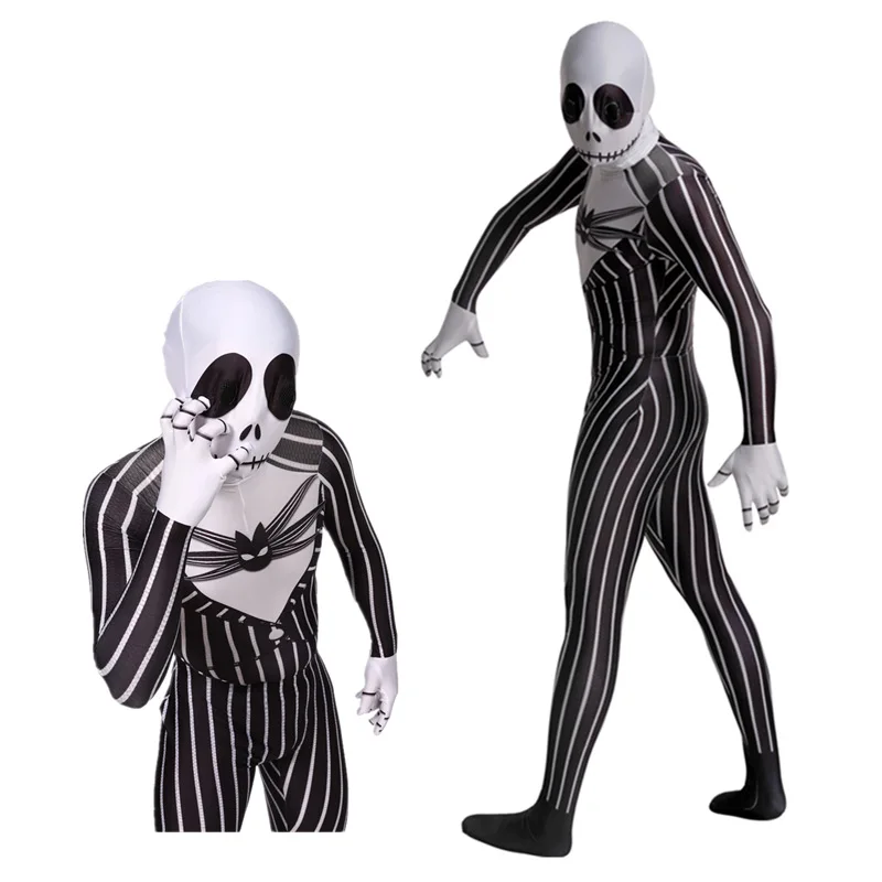The Nightmare Before Christmas Jack Skellington Fullbody Sally Zentai Suit cosplay Costumes Kids Adult men Jumpsuit Rompers |