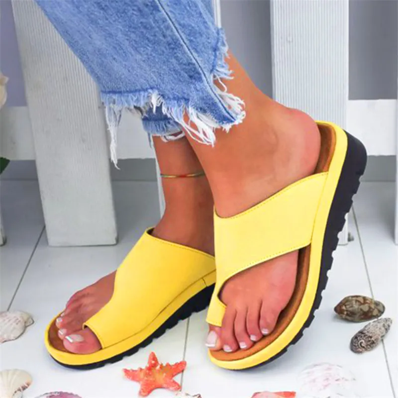 

2020 large size sandals female summer new solid color ladies toe flat comfortable female sandals