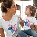 Футболка унисекс с рисунком красивого Диснея, ститча, ангела, X-624, топы в стиле Харадзюку, милая детская футболка с короткими рукавами