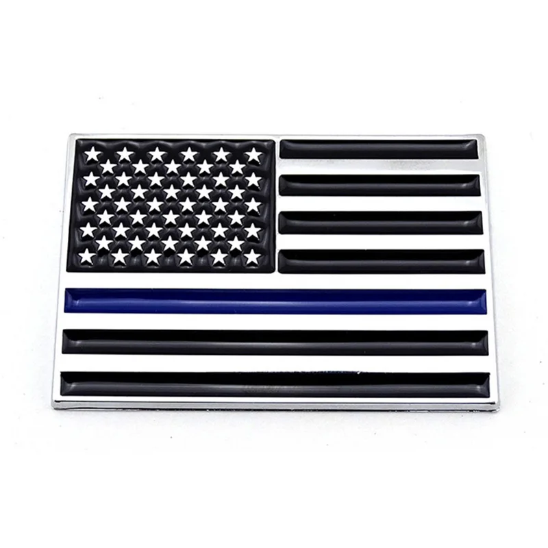 3D синяя линия красная американский флаг полицейский пожарный значок логотип