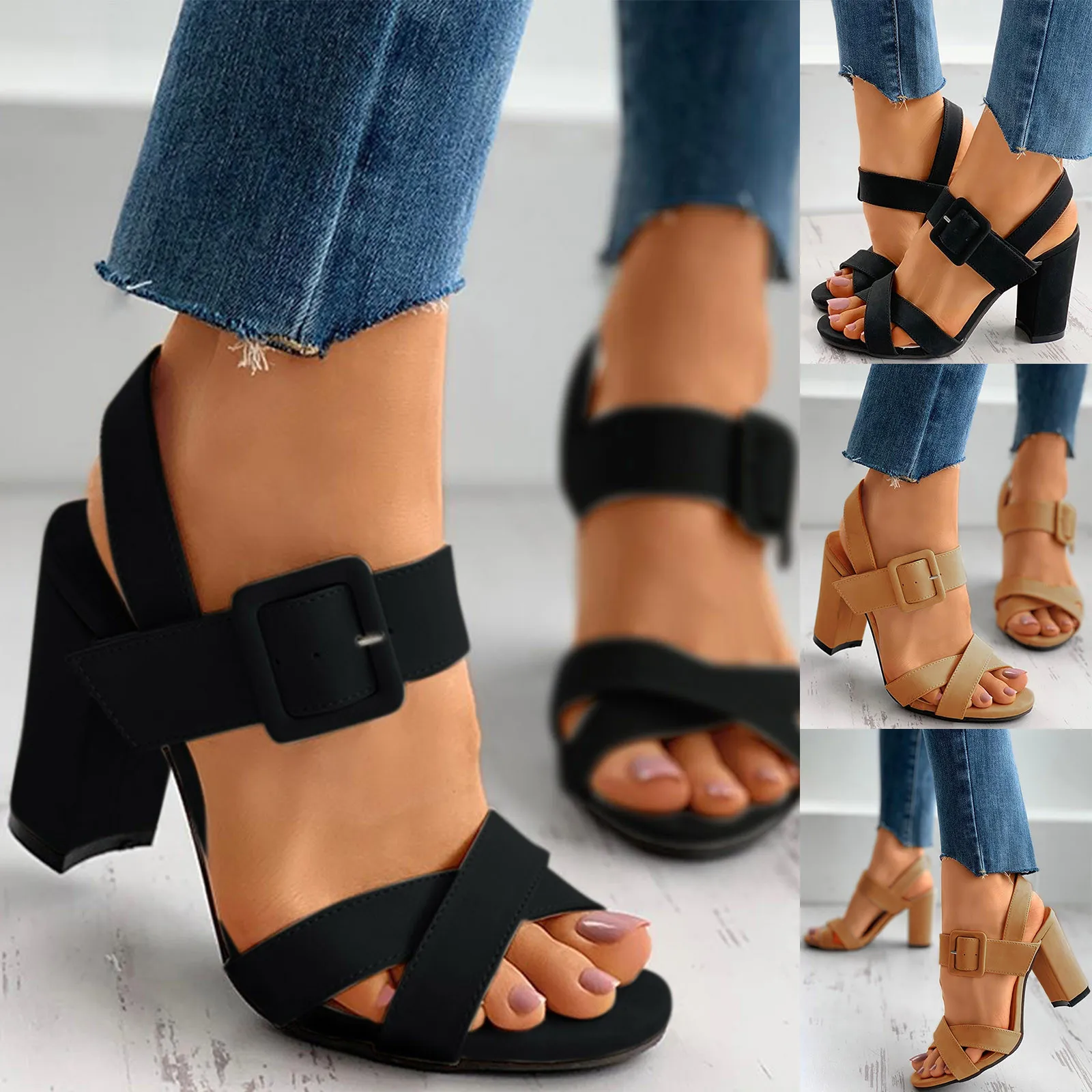 Босоножки женские из натуральной кожи сандалии на толстой подошве OL летние туфли