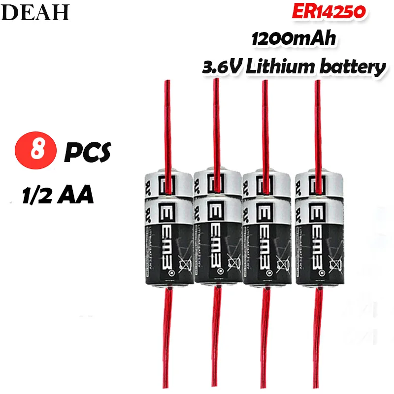 8 шт./лот ER14250 3 6 V 1200 мА/ч 1/2 АА 1/2AA ER 14250 CR14250SL PLC промышленная литиевая батарея с