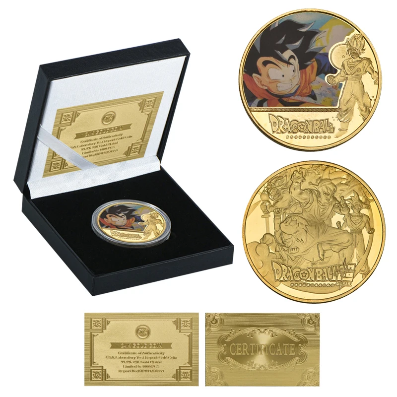 coin1 with box 5 шт. WR Dragon Ball позолоченные Коллекционные монеты с держателем для монет японский набор монет медаль подарок Прямая поставка - Цвет: coin1 with box