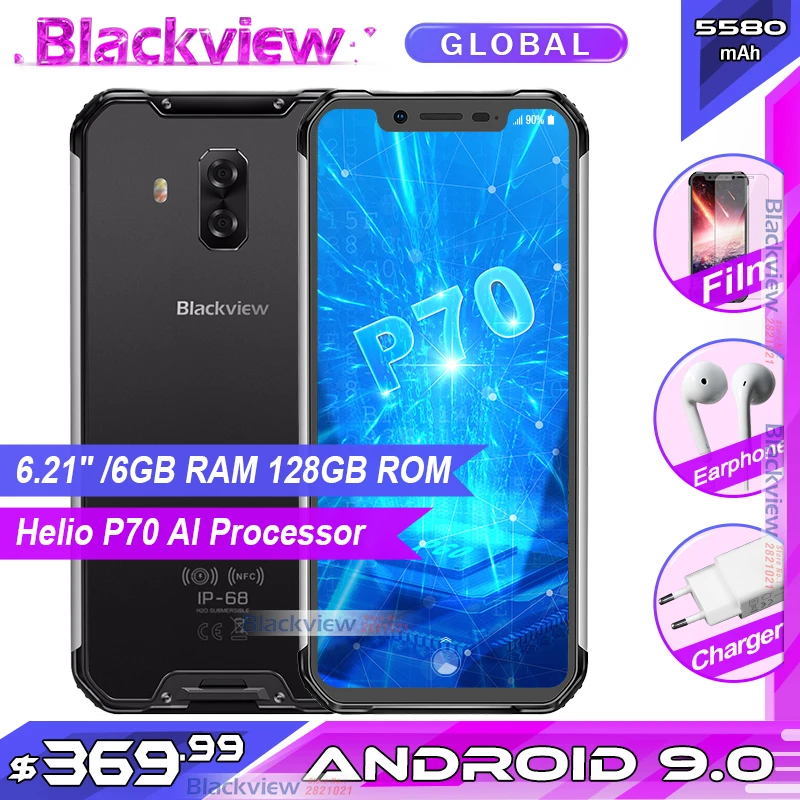 Blackview BV9600 Pro 6,2" Helio P70 IP68 водонепроницаемый прочный смартфон MT6771T Android 9,0 6 ГБ 128 Гб 4G мобильный телефон 5580 мАч