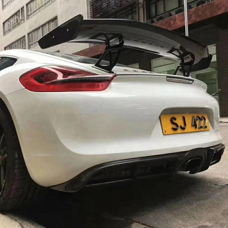Задний спойлер из углеродного волокна для автомобиля Porsche Cayman Boxster 981 GT4 черный