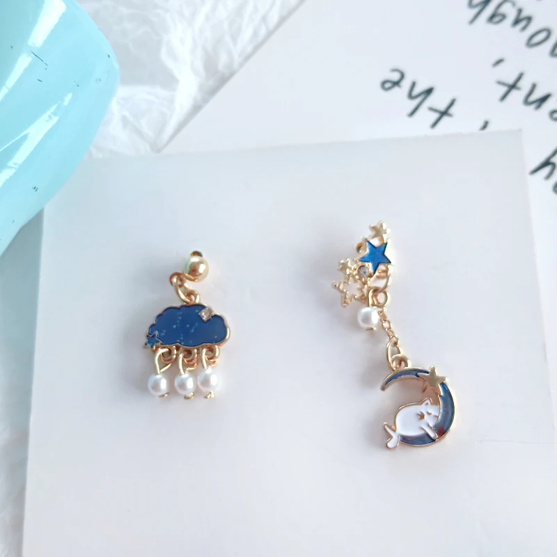 Timlee E129 Новые простые милые облако звезда Луна Кот Имитация Жемчуга Сплав