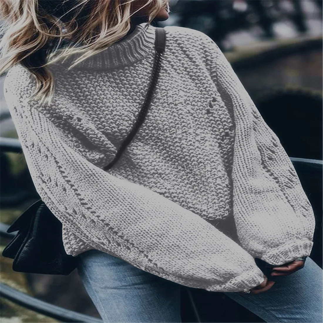 

Sweaters Women Long Lantern Sleeve Knitted Casual Pullover Turtleneck Solid Top 2021 Autumn Winte Fall Streetwear Korean Tops