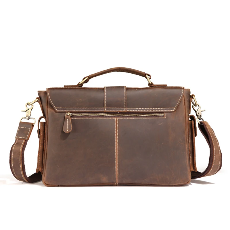 newsbirds new design leather laptop briefcase14 inch top layer genuine leather business bag shoulder messenger briefcase bag free global shipping