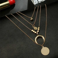 necklace chain jewelry popular fashion delicate pendant new style women multilayer choker horn long crescent moon pendant