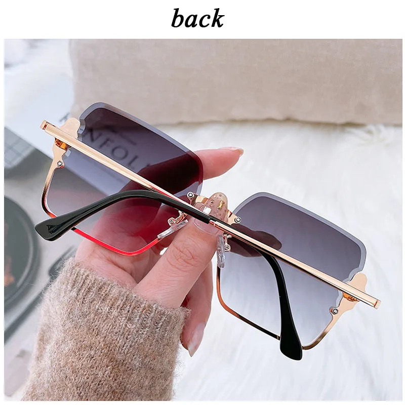 

Rimless Square Sunglasses Fashion Half Frame Sunglasses Women Vasos Decorativos Vintage Lunette De Soleil Femme Zonnebril Dames