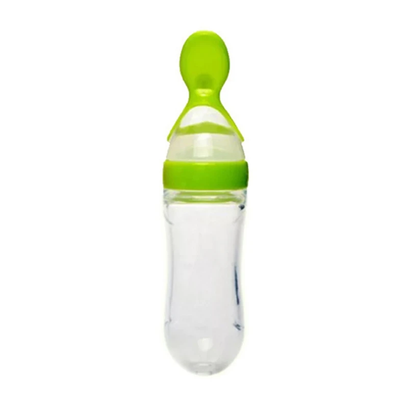 

Squeezing Feeding Bottle Silicone Newborn Baby Training Rice Spoon Infant Cereal Food Supplement Feeder Safe Tableware Tools