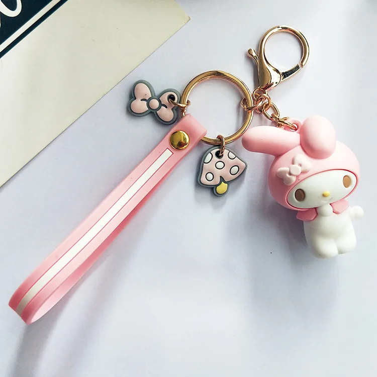 

Cute Kuromi Keychain Cartoon Cat Melody Doll Key Ring Ladies Bag Car Key Pendant Gift Wholesale