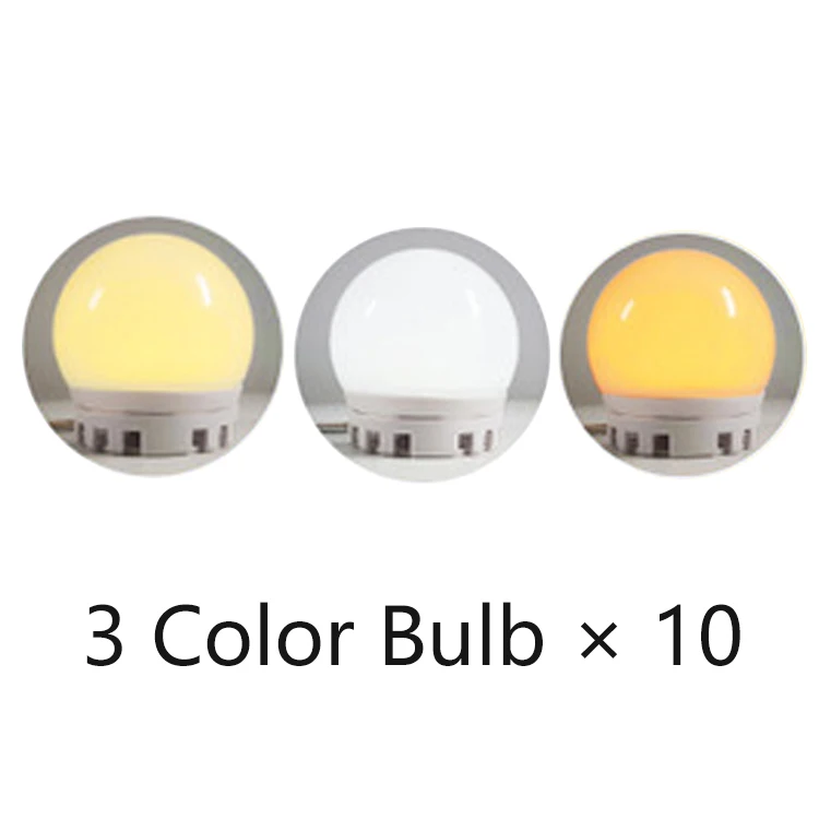 3 colors 10 bulb Зеркало для макияжа зеркало с подсветкой с подсветкой Led тщеславие 360 градусов вращение Голливудский стиль комплект для Косметическая одежда настольная Подсветка USB регулируемые лампы зеркало для макияжа - Цвет: 3 colors 10 bulb