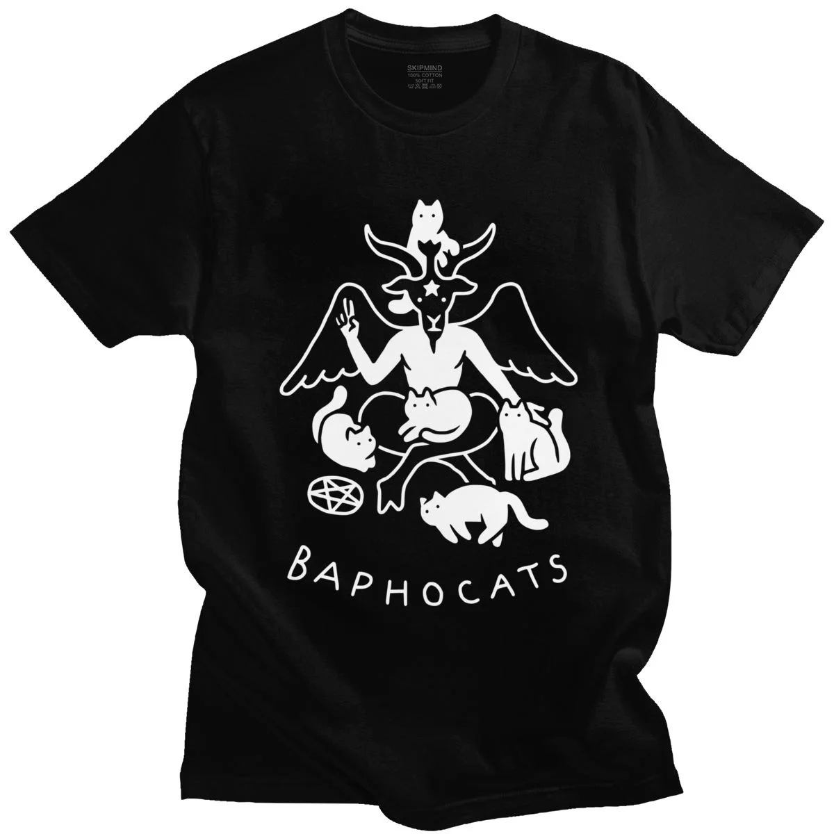 

Футболка baphopets мужская с надписью Baphomet, тенниска из чистого хлопка с изображением сатаны, демона, затемненная коза с коротким рукавом, уличн...