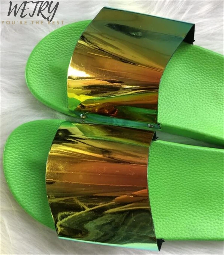 

IN 2020 Bling summer women slipper new ladies open toe Comfort slip on flat Leisure sandals Female Outdoor beach shoes