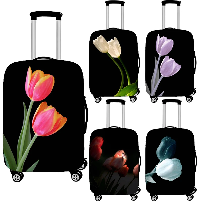 Beautiful Tulips Print Luggage Cover Spring Flower Pattern Suitcase Covers High Elastic Travel Trolley Protective Organizer