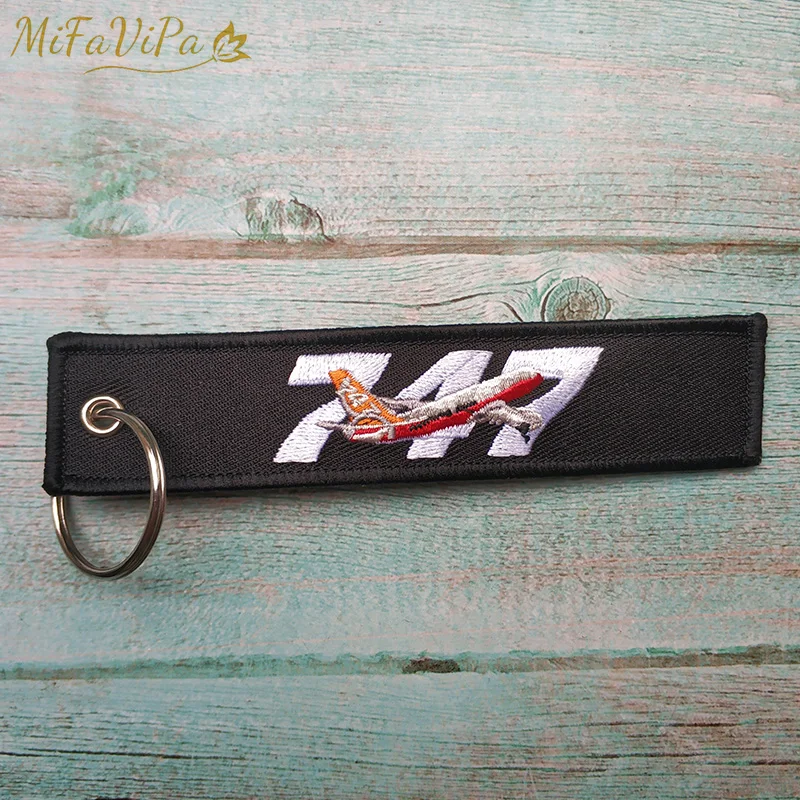 MiFaViPa Embroidery Boeing 747 Fashion Trinket Airplane Keychain Strap Aviation Key Chain for Men Gift Keyrings | Украшения и