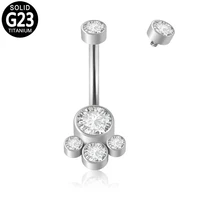 g23 titanium navel belly button ring cluster zircon internally threaded top sexy dangling belly piercing jewelry navel rings