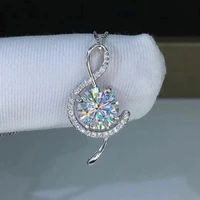 caoshi exquisite round cut cubic zirconia pendant necklace for women music symbol shape statement jewelry hot sale accessories