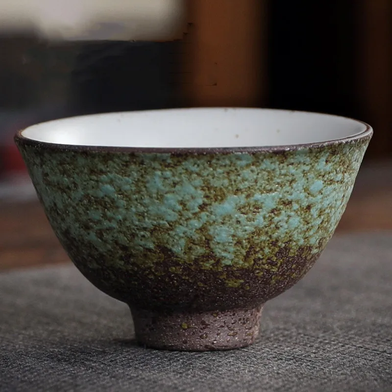 Ретро зеленый и черный цвет чайная чашка домашний декор японская грубая керамика